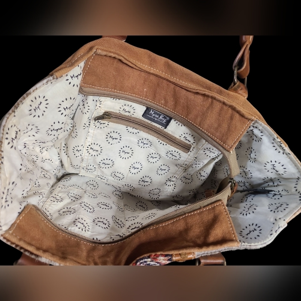 Myra Cowhide Hair And Western Patterned Women's Bag - Picture 3 of 3